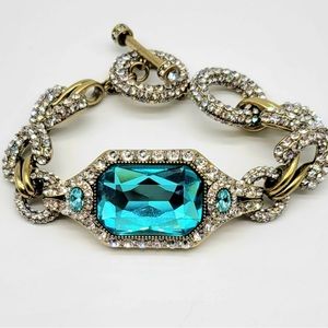 Heidi Daus Blue Topaz + Diamond Swarovski Crystal Adjustable Fancy Link Bracelet